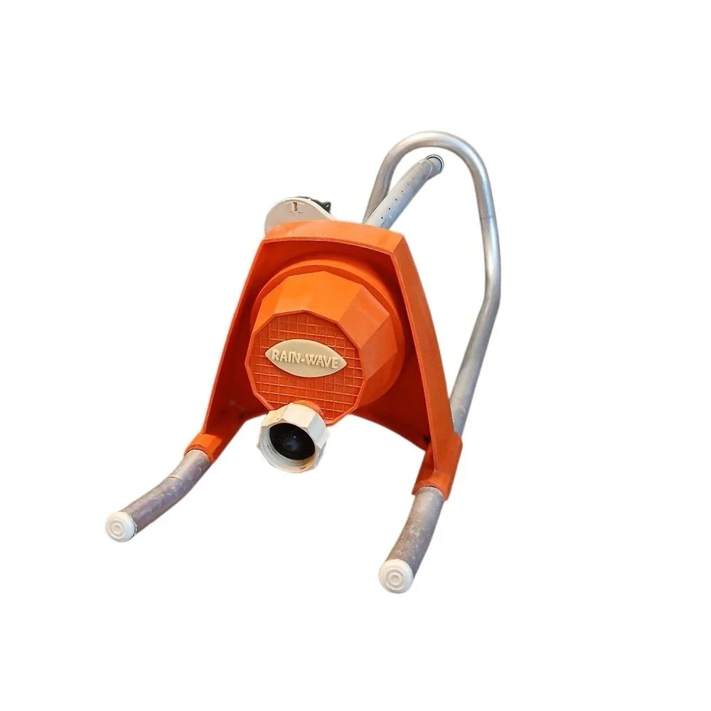 Vtg Orange Rain Wave Lawn Yard Sprinkler Aluminum Oscillating Sprayer WORKING
